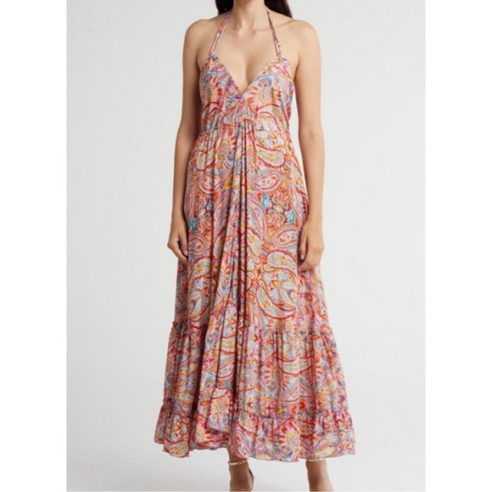 RAGA Binita Halter Paisley Maxi Dress Size XS NWT